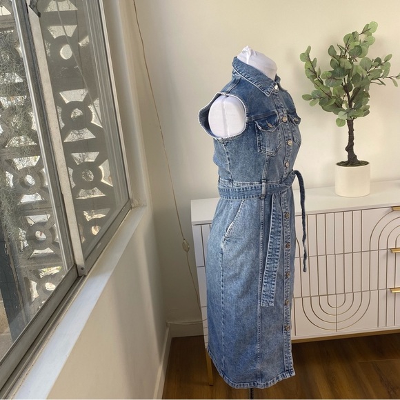 GAP Denim Shirt Dress Belted Sleeveless Midi, Size 6, NWOT - Picture 6 of 13